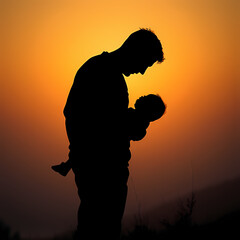 silhouette of a father's love for his child