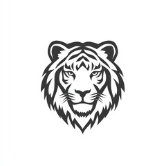 Fototapeta premium Majestic tiger head, wildlife portrait, white background, nature design, logo use