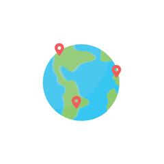 vector design of location placement points with balloon and globe markings.