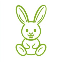 Obraz premium Green bunny rabbit sitting, illustration, white background, spring