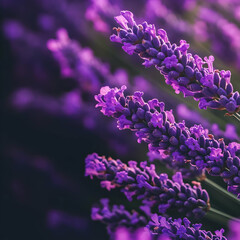 Close-up of Lavender Flowers Displays Vibrant Purple Hues with Blurred Background Beautifully