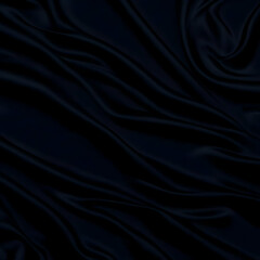 Dark Blue Satin Fabric with Soft Folds Creates an Elegant Background
