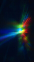 Abstract Light Rays Burst from Center on Dark Background with Vivid Colors