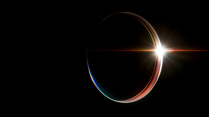 Abstract Ring of Light with Lens Flare Effect on Dark Background