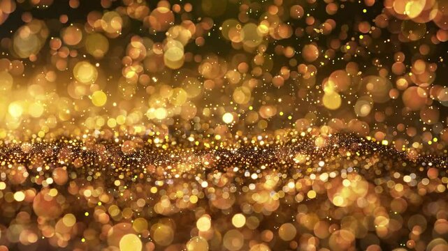 gold border sequins golden shine powder glitter seamless looping overlay 4k virtual video animation background