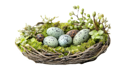 Fototapeta premium Eggs in nest transparent background