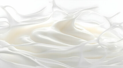 White Cream Splashes and Swirls Dynamically on a Clean Background