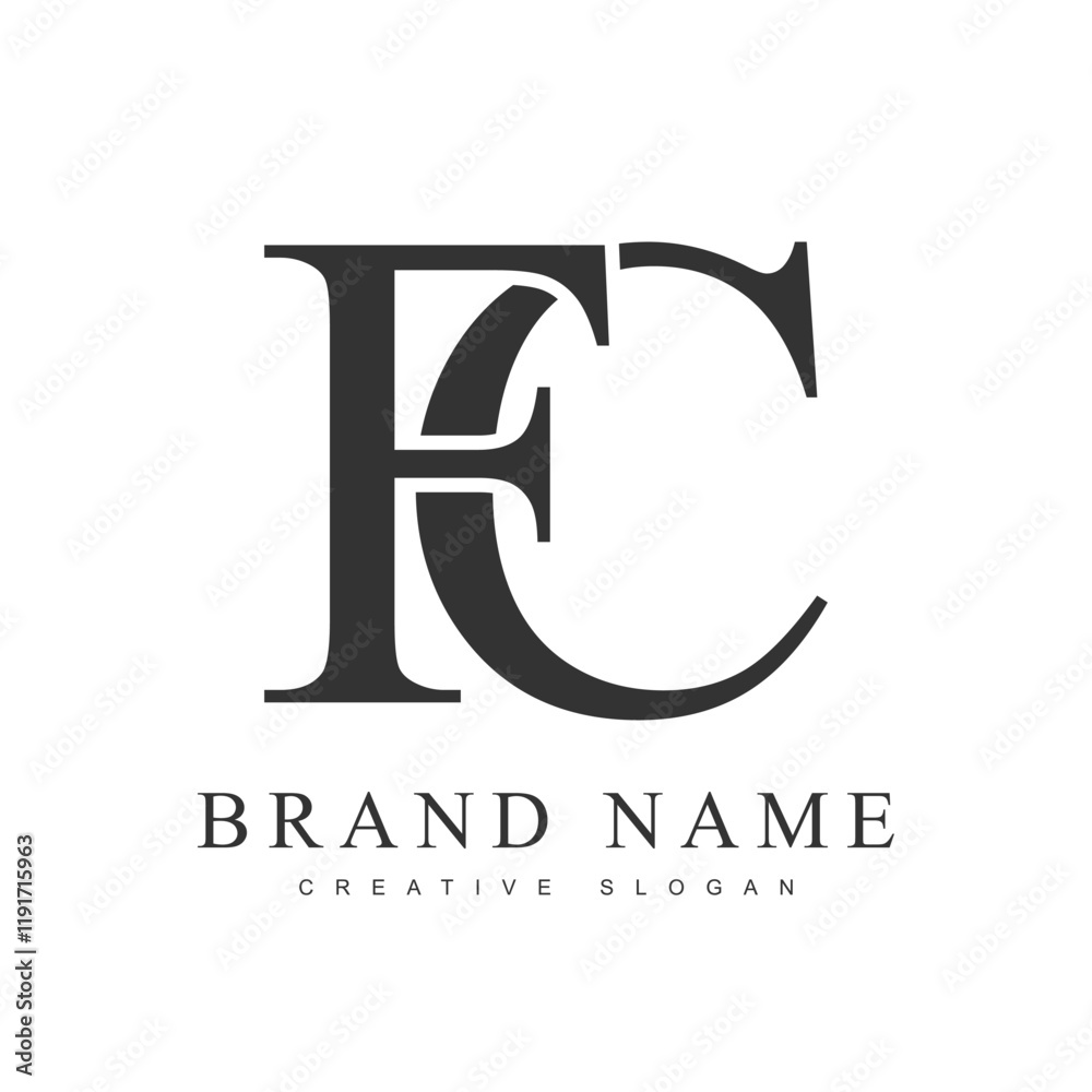 Fototapete fc trendy logotype template. initial letter f and c classic font style. creative logo for company na