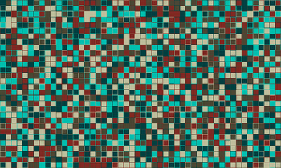 Trendy mosaic-style pattern with structured geometry. A vibrant, colourful grid design ideal for cover art, fabric, or creative posters.