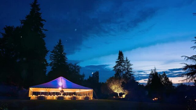 wedding tent at night special event seamless looping overlay 4k virtual video animation background