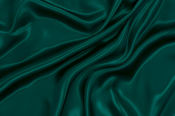 Fototapeta premium Smooth Elegant Dark Green Satin Fabric Background for Design