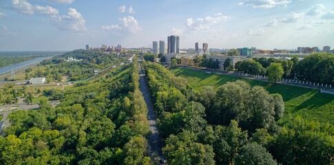 City with a green park in the middle