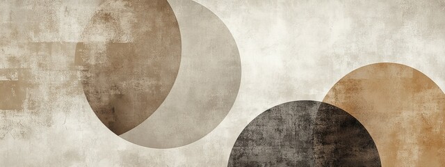 A minimalist abstract composition of overlapping circles in muted earth tones, creating a sense of tranquility and balance. 