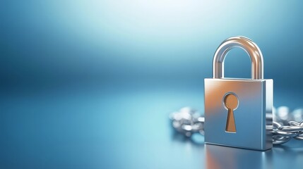 Fototapeta premium Robust padlock and chain, a closeup view of security protection measures closeup