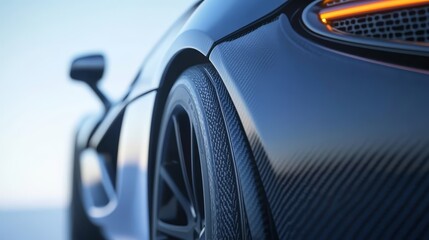 Black sports car rear view, a showcase of aerodynamic design and powerful presence on the road