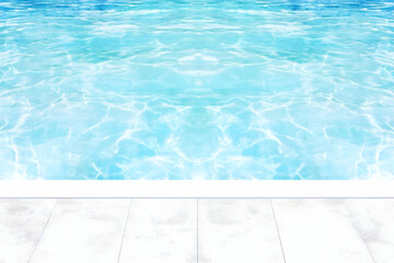 Obraz premium Tranquil Blue Water Meets Clean White Tiles in Serene Poolside Setting