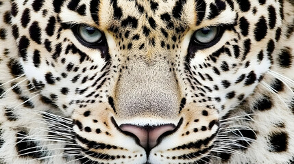 Fototapeta premium Close-up Photo of Leopard Face Shows Intense Gaze, Whiskers, and Spotted Fur