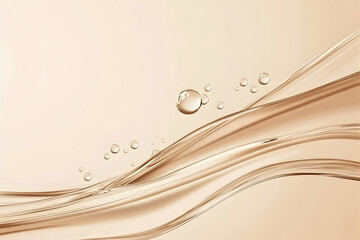 Abstract Beige Liquid Flows with Droplets Beautifully and Elegantly Across the Frame