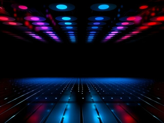 Abstract Background with Neon Lights Illuminating a Dark Space Dramatically and Vividly