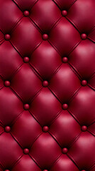 Deep Red Tufted Leather Upholstery Creates a Luxurious and Classic Pattern Background Texture