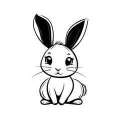 Cute bunny rabbit illustration, white background, children's book, card design