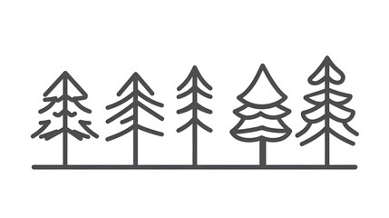 Fototapeta premium Minimalist line drawing of evergreen trees in a stylized arrangement
