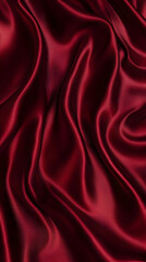Obraz premium Smooth, elegant dark red satin fabric drapes gracefully, creating luxurious waves and folds.