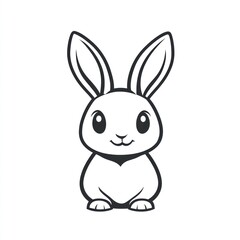 Obraz premium Cute cartoon bunny, sitting, white background, children's illustration