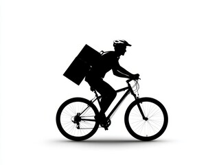 Fototapeta premium Silhouetted cyclist at sunset, a breathtaking view of man riding bike against the colorful sky
