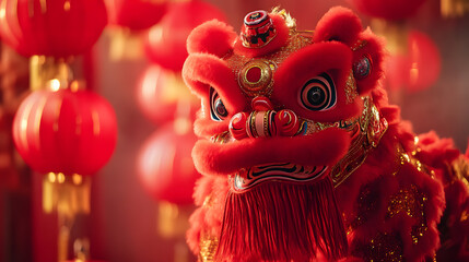 Chinese New Year lion dance background