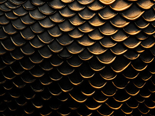 Intricate Black and Gold Scale Pattern Creates a Luxurious Textured Background for Design Projects.