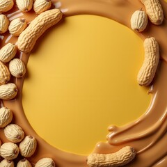 Peanut Butter Photo Background With Copy Space, Peanuts