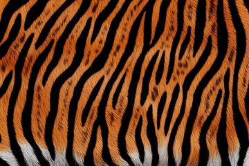 Close-up view of realistic tiger fur texture displays vibrant orange and black stripes seamlessly.