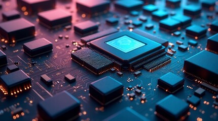 Printed Circuit Board Futuristic Server