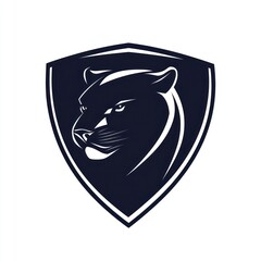 Panther head shield logo, sports team mascot design