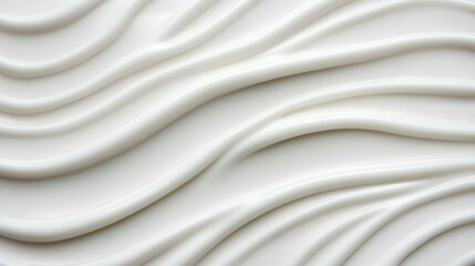 Obraz premium Smooth White Cream Creates Gentle Waves in a Soothing Pattern, Ideal for Beauty and Skincare Backgrounds.