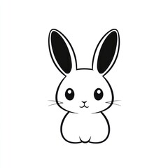 Cute cartoon bunny rabbit, white background, children's illustration, Easter
