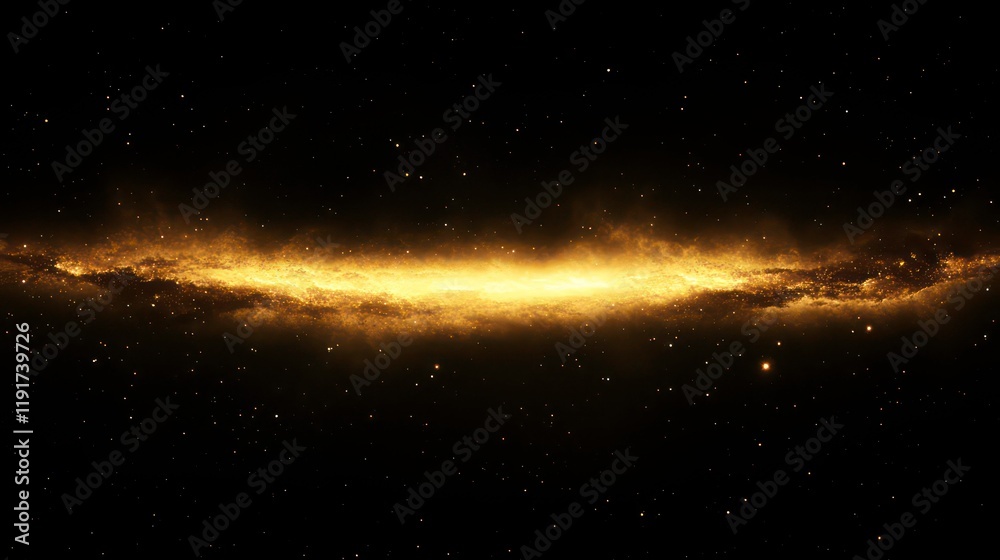 Poster golden galactic stream in dark space.
