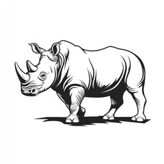 Fototapeta premium Rhino illustration, wildlife, safari, Africa, animal, graphic, design, white background, print