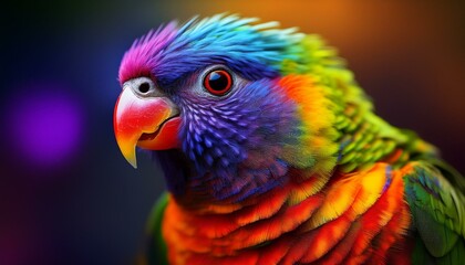 rainbow lorikeet portrait of beautiful parrot with colorful feather