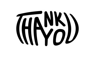 Hand Drawn Marker Lettering "Thank You" Card Design Modern Inflated Vector Design