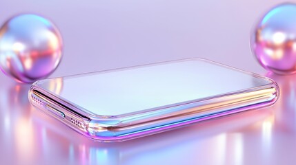 Futuristic tech clearance ad, sleek gadget showcase with metallic backgrounds, bold text space for discounts, clean and high-tech vibe