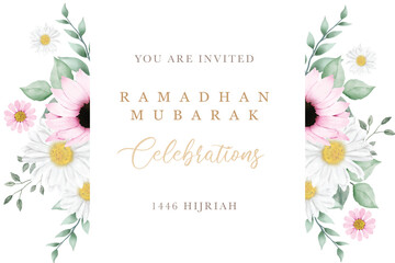 Summer watercolor chrysanthemum flower card