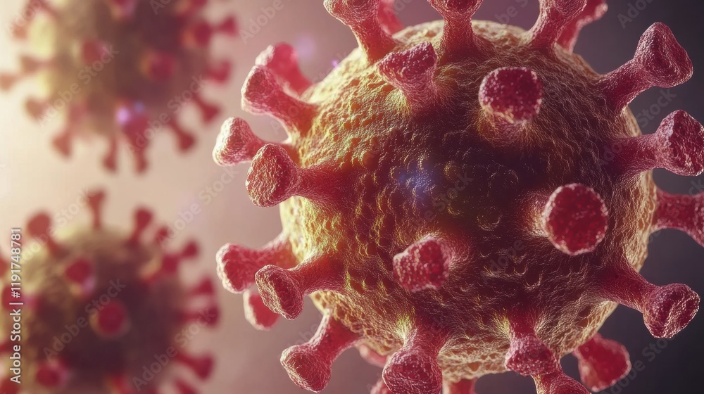 Fototapete Graphical representation of a virus showcasing minimalistic design with detail on structure and texture. Generative AI