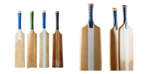 Diverse Collection of Cricket Bats on Display, PNG set collection, isolated on transparent background