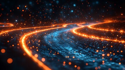 Glowing River, Abstract, Space, Energy, Particles, Background, Design, Technology