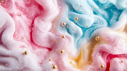 Obraz premium Dreamy abstract depiction of the Milky Way, soft glowing hues of turquoise, pink, and gold, creating a surreal starry night, milky way art, ethereal abstraction