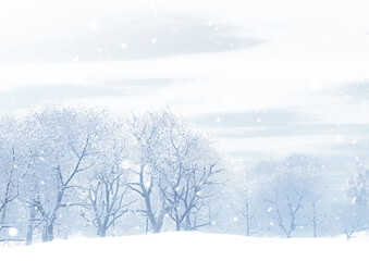 Watercolour Forest Winter Landscape Scenery