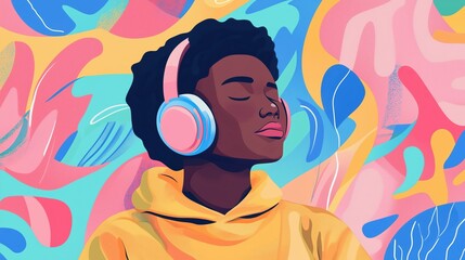 Vibrant Noise Cancelling Headphones Illustration