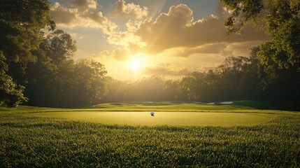 A tee box with a golf ball ready for a perfect drive down the fairway.